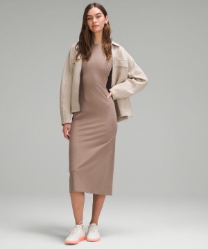 Lululemon All Aligned Ribbed Midi Klänning Dam Bruna | SE_LuLu43569