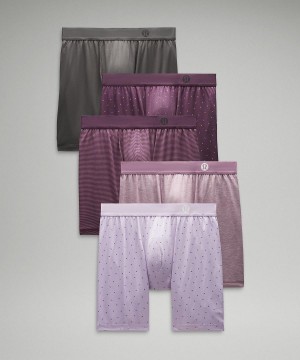 Lululemon Always In Motion Long Boxer 7" 5 Pack Underkläder Herr Grå Bruna Lila Lila Lila Mörkgröna | SE_LuLu52424