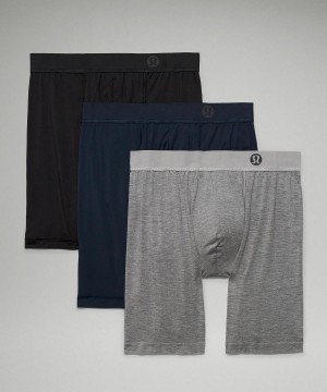 Lululemon Always In Motion Long Boxer 7" 3 Pack Underkläder Herr Svarta Grå Marinblå | SE_LuLu72477
