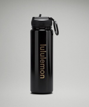Lululemon Back to Life Sport Bottle 24oz Straw Lid Vattenflaskor Dam Svarta | SE_LuLu60303