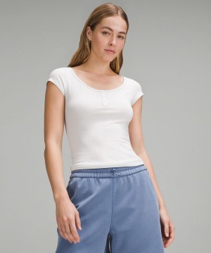 Lululemon Cap-Sleeve Henley T-Shirt Skjorta Dam Vita | SE_LuLu30972