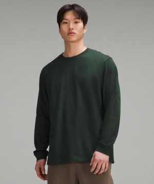 Lululemon Heavyweight Cotton Jersey Långärmad Tröja Herr Gröna | SE_LuLu83422
