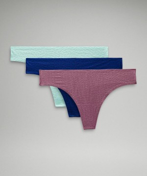 Lululemon InvisiWear Mid-Rise Thong Performance Lace Underkläder Dam Mintgröna Lila | SE_LuLu22243