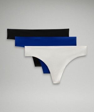 Lululemon InvisiWear Mid-Rise Thong Underkläder Dam Vita Svarta Blå | SE_LuLu69120