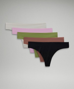 Lululemon InvisiWear Mid-Rise Thong Underkläder Dam Svarta Beige Rosa Gröna | SE_LuLu53298