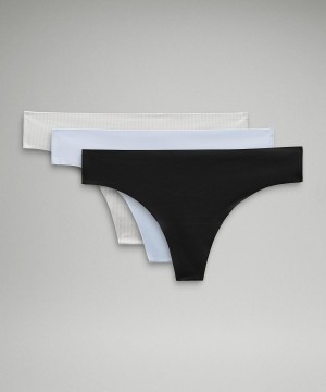 Lululemon InvisiWear Mid-Rise Thong Underkläder Dam Vita Svarta | SE_LuLu79531