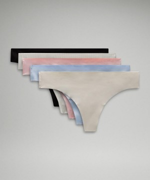 Lululemon InvisiWear Mid-Rise Thong Underkläder Dam Beige Vita Svarta | SE_LuLu57022