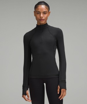 Lululemon It's Rulu Half Zip Långärmad Tröja Dam Svarta | SE_LuLu93901