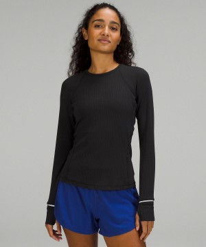 Lululemon It's Rulu Ribbed Långärmad Tröja Dam Svarta | SE_LuLu65902