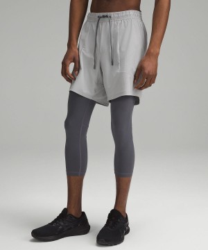 Lululemon License to Train 2-in-1 Tight 21" Byxor Herr Silver | SE_LuLu91484