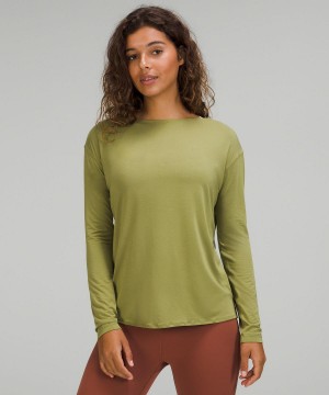 Lululemon Modal-Blend Open-Back Långärmad Tröja Dam Bruna Gröna | SE_LuLu21672