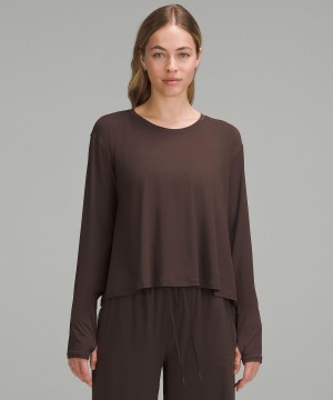 Lululemon Modal Relaxed-Fit Lounge Långärmad Tröja Dam Kaffe | SE_LuLu76221