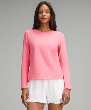 Lululemon Organic Cotton Crewneck Långärmad Tröja Dam Rosa | SE_LuLu18445