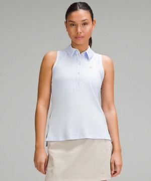 Lululemon Quick Dry Sleeveless Polo Shirt Linne Dam Blå | SE_LuLu93669