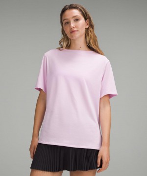Lululemon Relaxed-Fit Boatneck T-shirt Dam Rosa | SE_LuLu36110