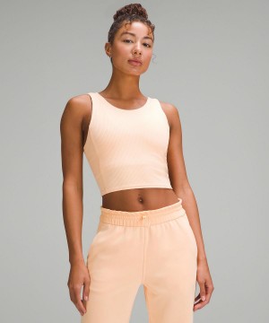 Lululemon Ribbed Softstreme Cropped Skjorta Dam Korall | SE_LuLu49833