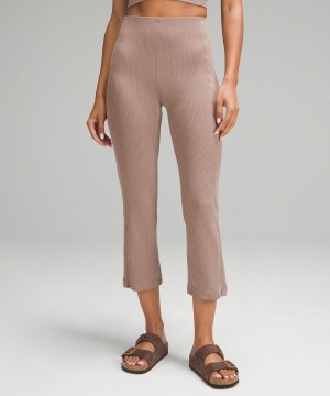 Lululemon Ribbed Softstreme Zip-Leg High-Rise Cropped25" Byxor Dam Bruna | SE_LuLu44104