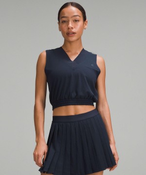 Lululemon Sleeveless Cropped Tennis Linne Dam Marinblå | SE_LuLu81268