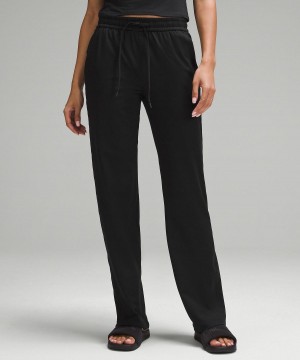 Lululemon Soft Jersey Straight-Leg Mid-Rise Byxor Dam Svarta | SE_LuLu80970