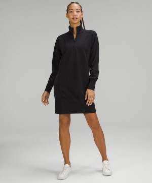 Lululemon Softstreme Long-Sleeve Half-Zip Klänning Dam Svarta | SE_LuLu45401
