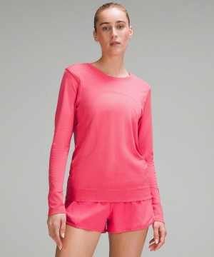 Lululemon Swiftly Relaxed Long-Sleeve T-shirt Dam Rosa | SE_LuLu85564