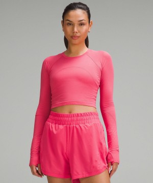 Lululemon Swiftly Tech Cropped Long-Sleeve 2.0 Skjorta Dam Rosa | SE_LuLu21101