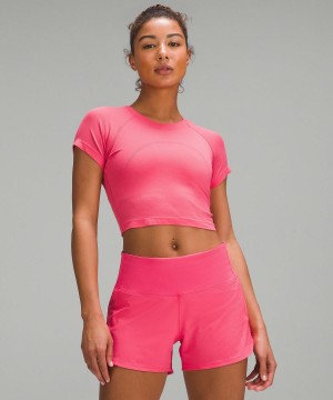 Lululemon Swiftly Tech Cropped Short-Sleeve 2.0 Skjorta Dam Rosa | SE_LuLu50498
