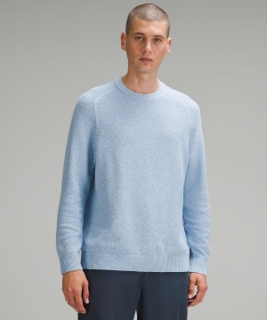 Lululemon Textured Knit Crewneck Tröjor Herr Blå | SE_LuLu55429