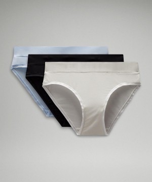 Lululemon UnderEase Mid-Rise Bikini Underkläder Dam Vita Svarta | SE_LuLu51698