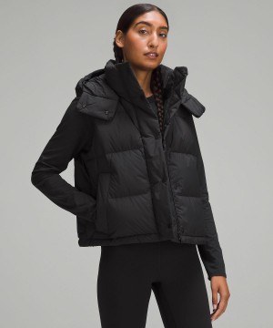 Lululemon Wunder Puff Cropped Vest Kappor & Jackor Dam Svarta | SE_LuLu78181