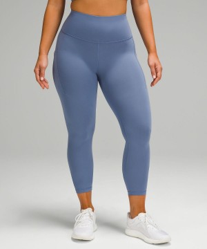 Lululemon Wunder Train Contour Fit High-Rise Tight with Pockets 25" Byxor Dam Blå | SE_LuLu18742