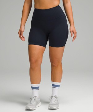 Lululemon Wunder Train Contour Fit High-Rise 6" Shorts Dam Marinblå | SE_LuLu87352