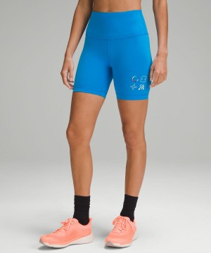 Lululemon Wunder Train High-Rise 6" Shorts Dam Blå | SE_LuLu95235