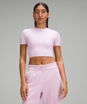 Lululemon Wundermost Ultra-Soft Nulu Crewneck Cropped T-shirt Dam Lila | SE_LuLu93536