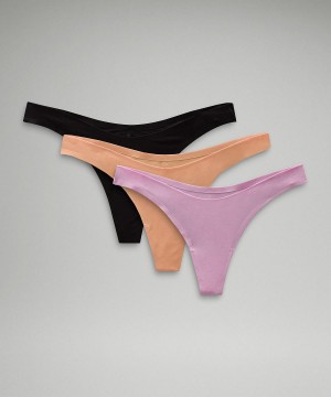 Lululemon Wundermost Ultra-Soft Nulu Dipped-Waist Thong Underkläder Dam Svarta Korall | SE_LuLu45352