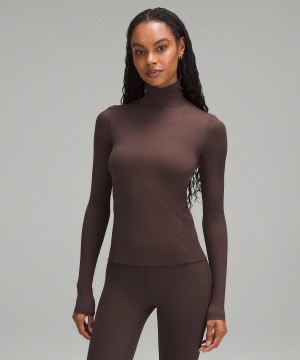 Lululemon Wundermost Ultra-Soft Nulu Long-Sleeve Turtleneck Långärmad Tröja Dam Kaffe | SE_LuLu68657