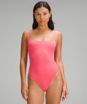 Lululemon Wundermost Ultra-Soft Nulu Square-Neck Spaghetti-Strap Bodysuit Linne Dam Rosa | SE_LuLu35011